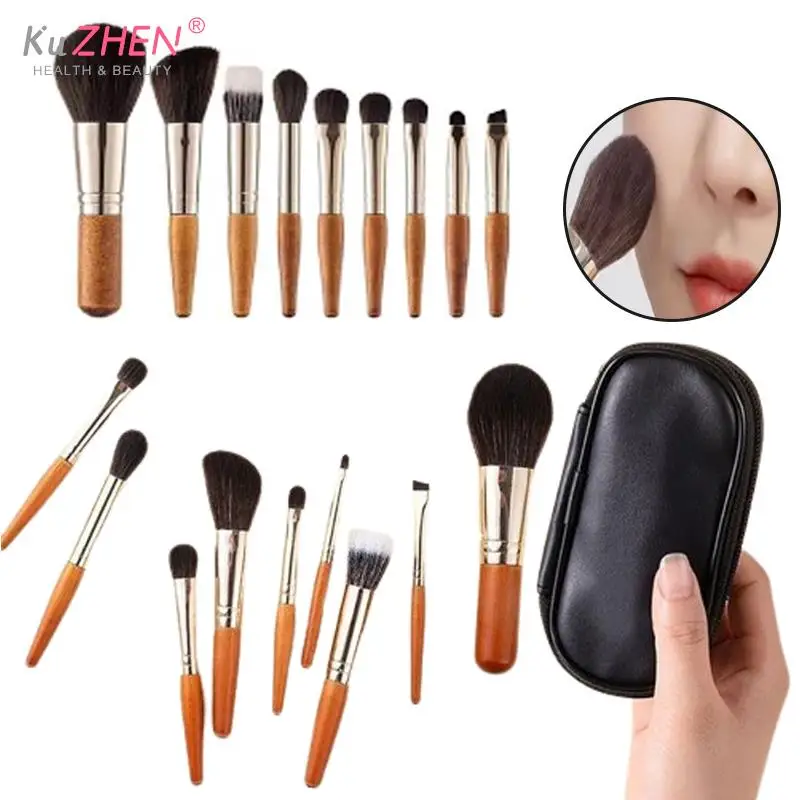 9Pcs/lot Mini Makeup Brush Set Portable Travel Cosmetic Brushes Kit Eyeshadow Foundation Powder Brushes Beauty Makeup Tools