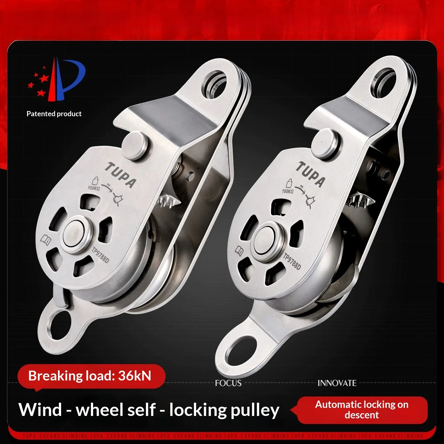 Tupa Stainless Steel Lifting Pulley Ascending Descending Labor-saving Pulley Block Manual Self-Locking Hoist Device