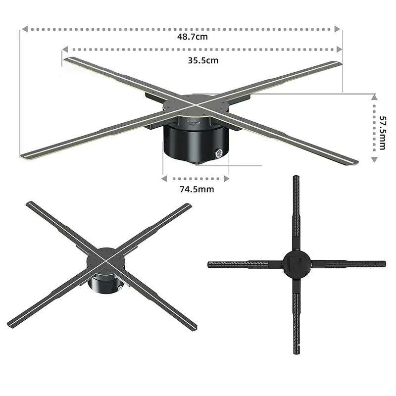 

Hot Sale Easy Install Transparent APP Control 3d Hologram Led Restaurant Advertising Holographic Fan Display 3d Hologram Led Fan