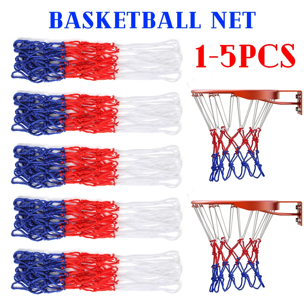 Standard Basketball Net Durable Nylon Tri-Color Thick Thread Three Color Universal Basketball Net Mesh Replacement Mesh Net ﻿