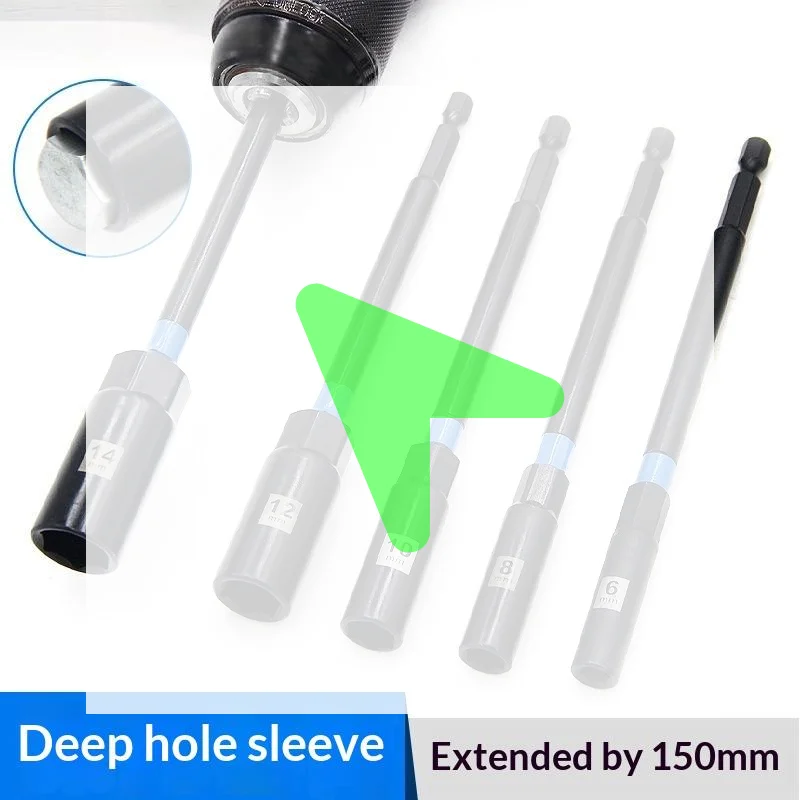 

1/5Pcs 6-14mm Extension Sleeve 150mm Hex Nut Driver Drill Bit Adapter Socket Wrench For Power Drills Drivers Socket Kit