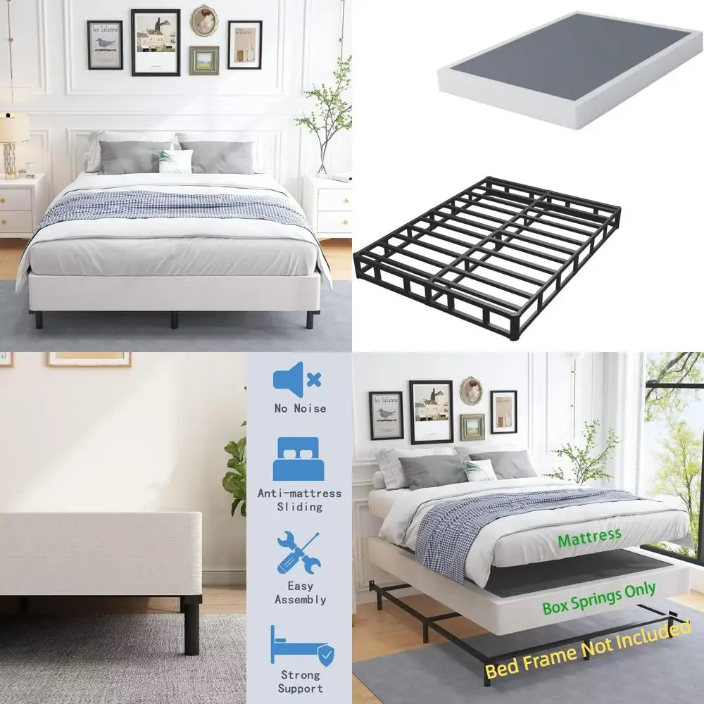 

Пружинный матрасный фундамент Queen Size 7, грузоподъемность 3000 фунтов, нескользящий, бесшумный, легкая сборка и очистка