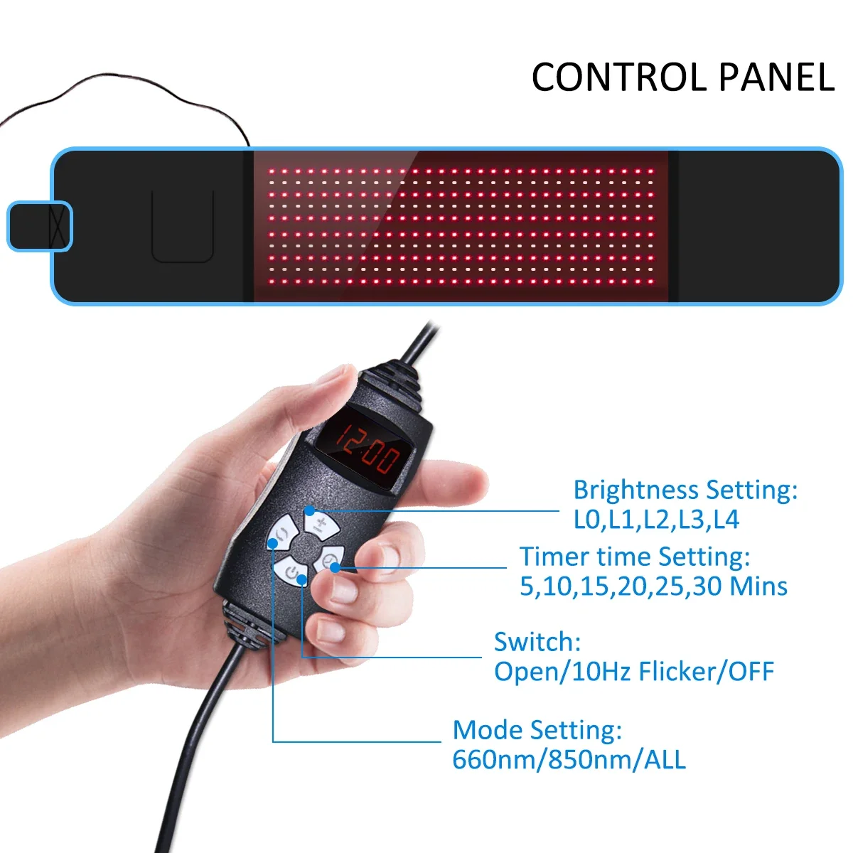 TLB300 Led Red Infrared Light Therapy Belt For Pain Relief Home Use Twice Times Per 30 Minutes