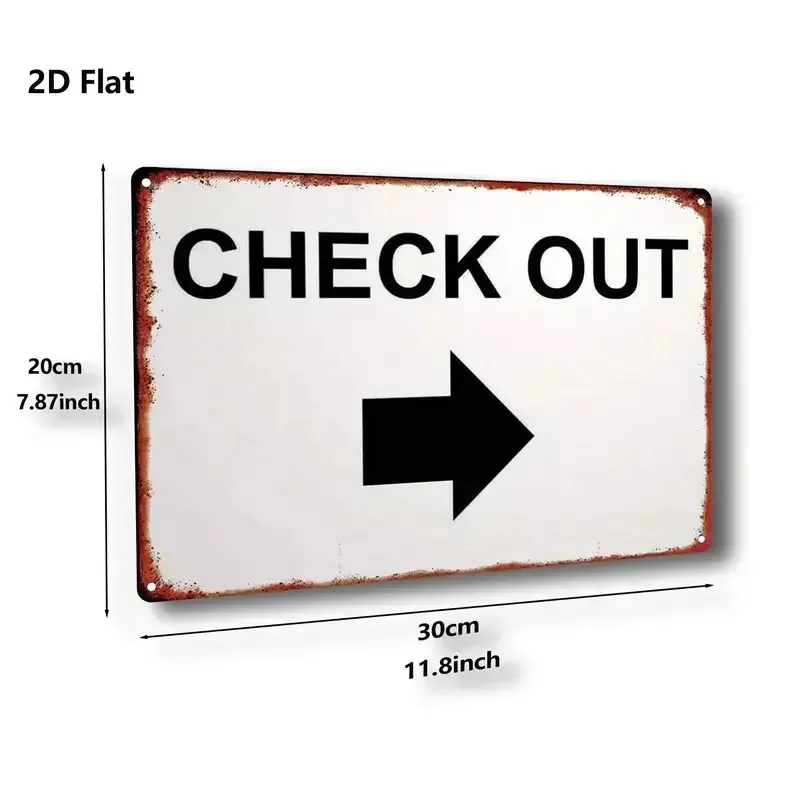 1pc Decorative Aluminum Sign and Plaque, Check-out Exit Direction Arrow Sign, Suitable for Home, Bar, Cafe, Office