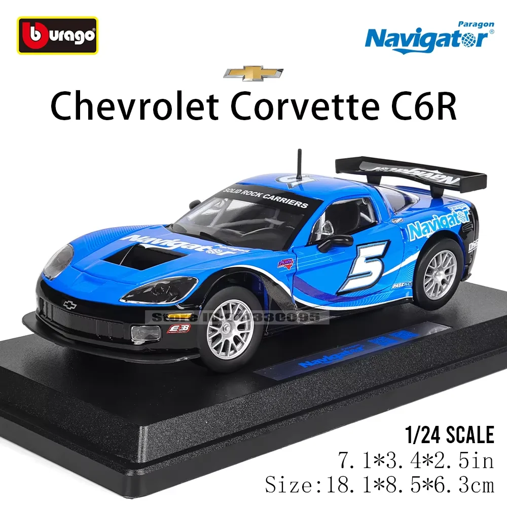 Bburago 1:24 Nuovo stile Chevrolet Corvette C6R Stile da corsa Veicolo in lega Pressofuso Modello di auto Collezione di giocattoli Regalo di compleanno del ragazzo