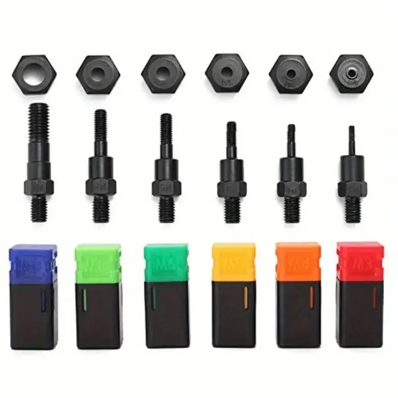 M3 M4 M6 M8 M10 M12 Mandrino Rivettatrice Mandrino Filettato Rivetto Dado Adattatore Pull Rod Rivettatrice Rivettatrice Teste Rivnut Strumento