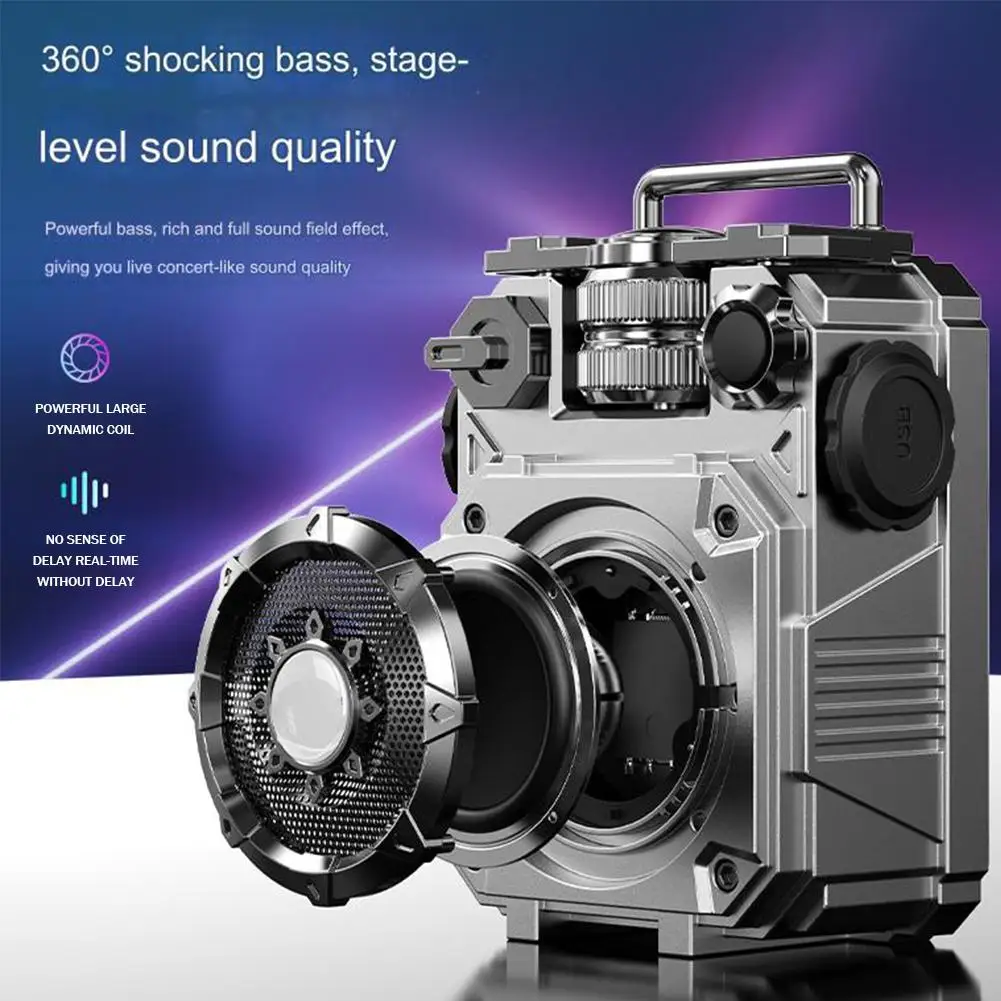 Mecha Style Bluetooth Speaker Portable Subwoofer Mini Creative Super Bass TF Card Insertion Music Player Gift Wireless Sound Box