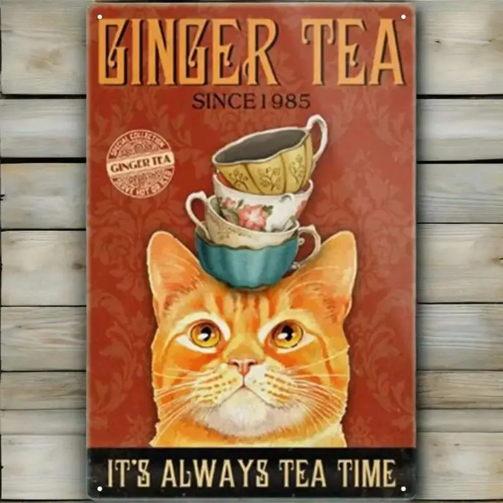 Cat Coffee Funny Metal Sign - Vintage Wall Decor, Murder Is Wrong Humor Kitchen Bar Poster Art