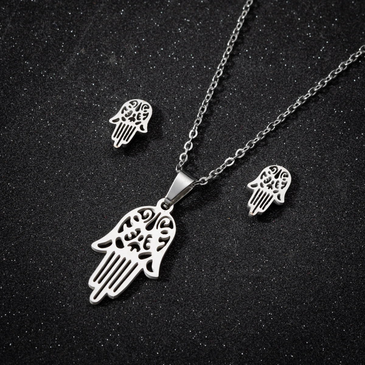 Punk Vintage Christian Jesus Cross Earrings And Necklace Jewelry For Women Surgical Steel Set Pendant Necklace Lot Accessories