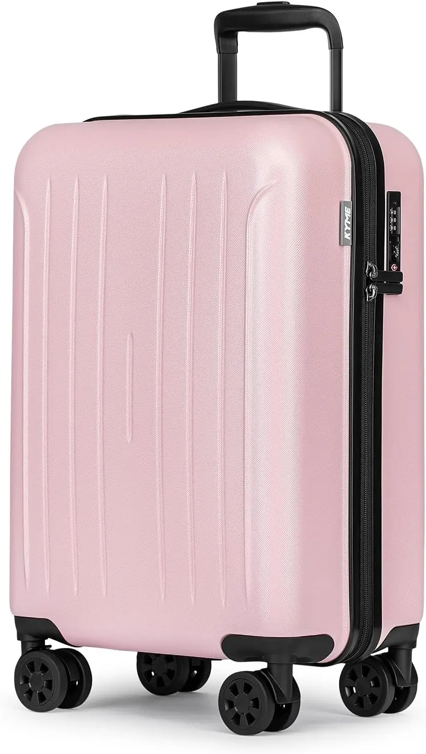 

Airline Approved 20" Carry On Suitcase with Double Spinner Wheels, TSA Lock, Hardshell PC+ABS Travel Luggage in Pink