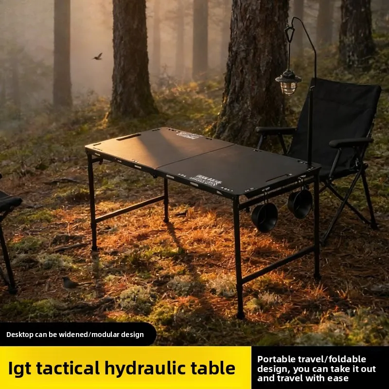 Outdoor hydraulic lift table folding portable five-speed adjustable camping lift table