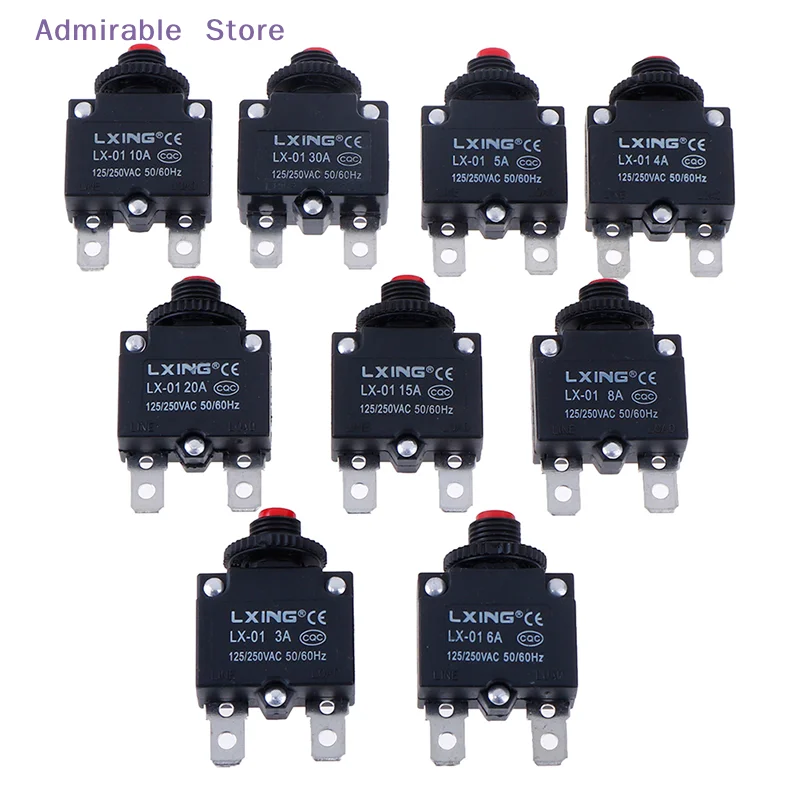 wCircuit Breaker Overload Protector Switch Fuse 3A 4A 5A 6A 8A 10A 15A 20A 30A