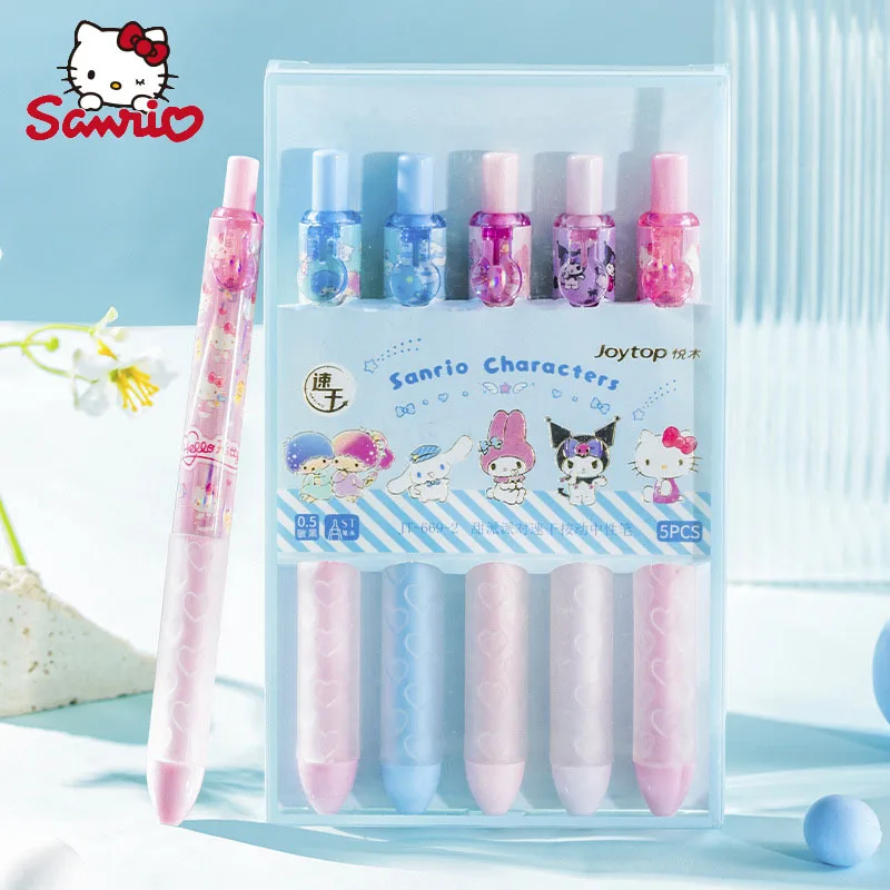 sanrio ola kitty sobremesa festa imprensa caneta gel cute girl cartoon kuromi secagem rapida escova preta caneta presente kawaii 05 mm pcs 10 pcs 01