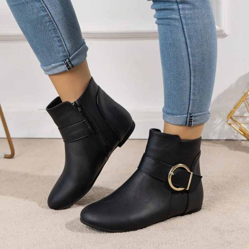 Bottes de rinçage pointues pour femmes, bottes Parker pour femmes, bottes à glissière noires simples, grande taille 43, chaussures à plateforme pour femmes, nouvelle mode, 2023