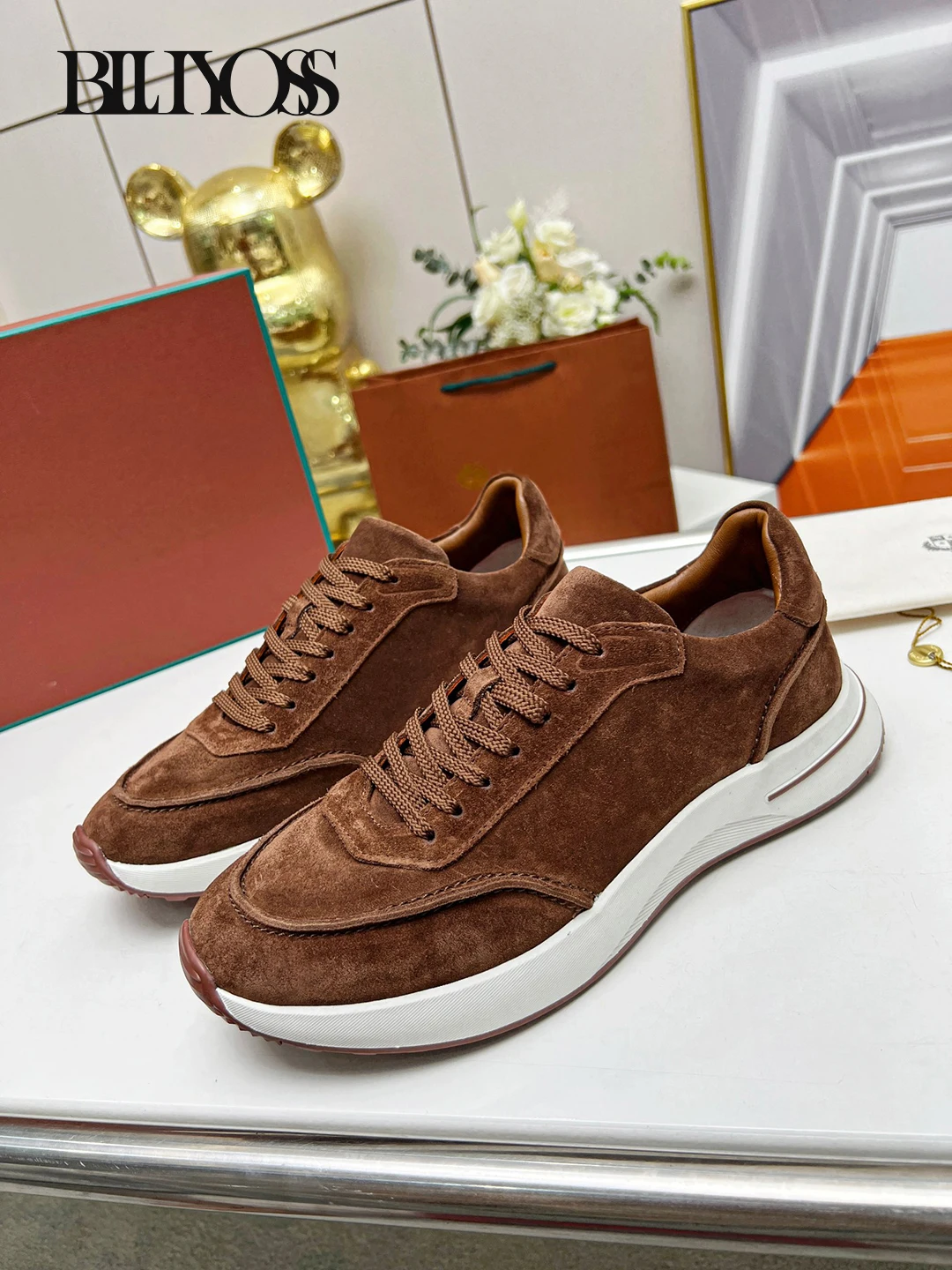 New Casual Shoes Men Lightweight wrinkle resistant Wind elastic fine fiber fabri Old Money Full cowhide tying process size 38-45