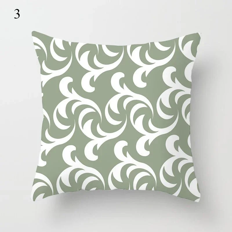 Simple Geometry Fresh Green Printing Pattern Cushion Cover for Home Living Room Sofa Decoration Pillow