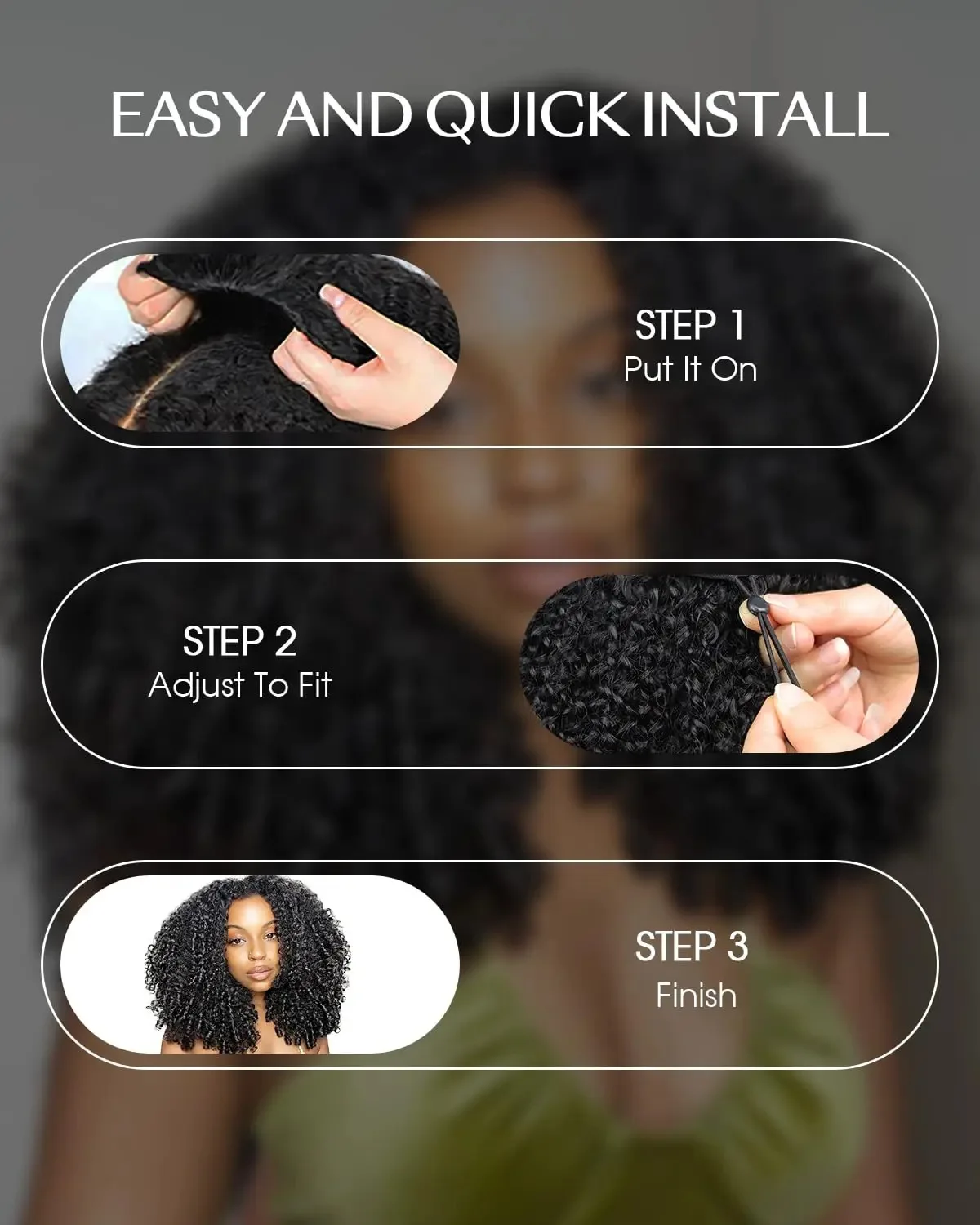 30 Inch Highlight Burmese Curly Half Wig Human Hair Wear and Go Wigs P4/27 Omber Brown to Honey Blonde 3-in-1 Machine Curly Wig 210 Density