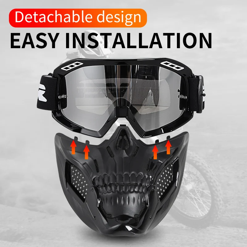 

VEMAR Detachable Motorcycle Helmet Goggles Cycling Glasses Man Windproof Dust-proof Motocross Face Mask Goggles Glasses Block UV