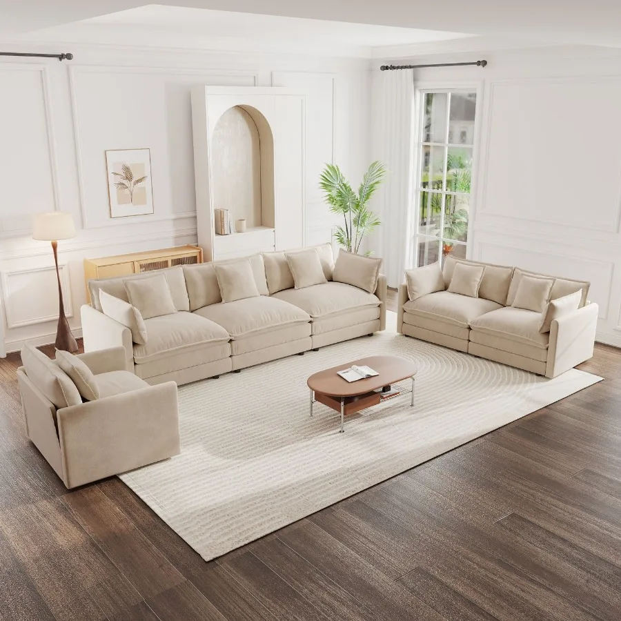

Modern Sofa Couch 3 Piece Set Extra Deep Seat Sectional Sofa for Living Room Oversized Sofa 3 Seat Sofa Loveseat and Single Sof