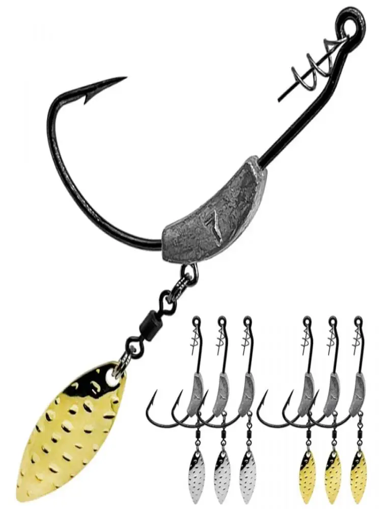 Hameçons de pêche décalés, manivelle pondérée avec cuillère, paillettes, hameçons de pêche, adaptés aux plates-formes texanes, outils de pêche, nouveau