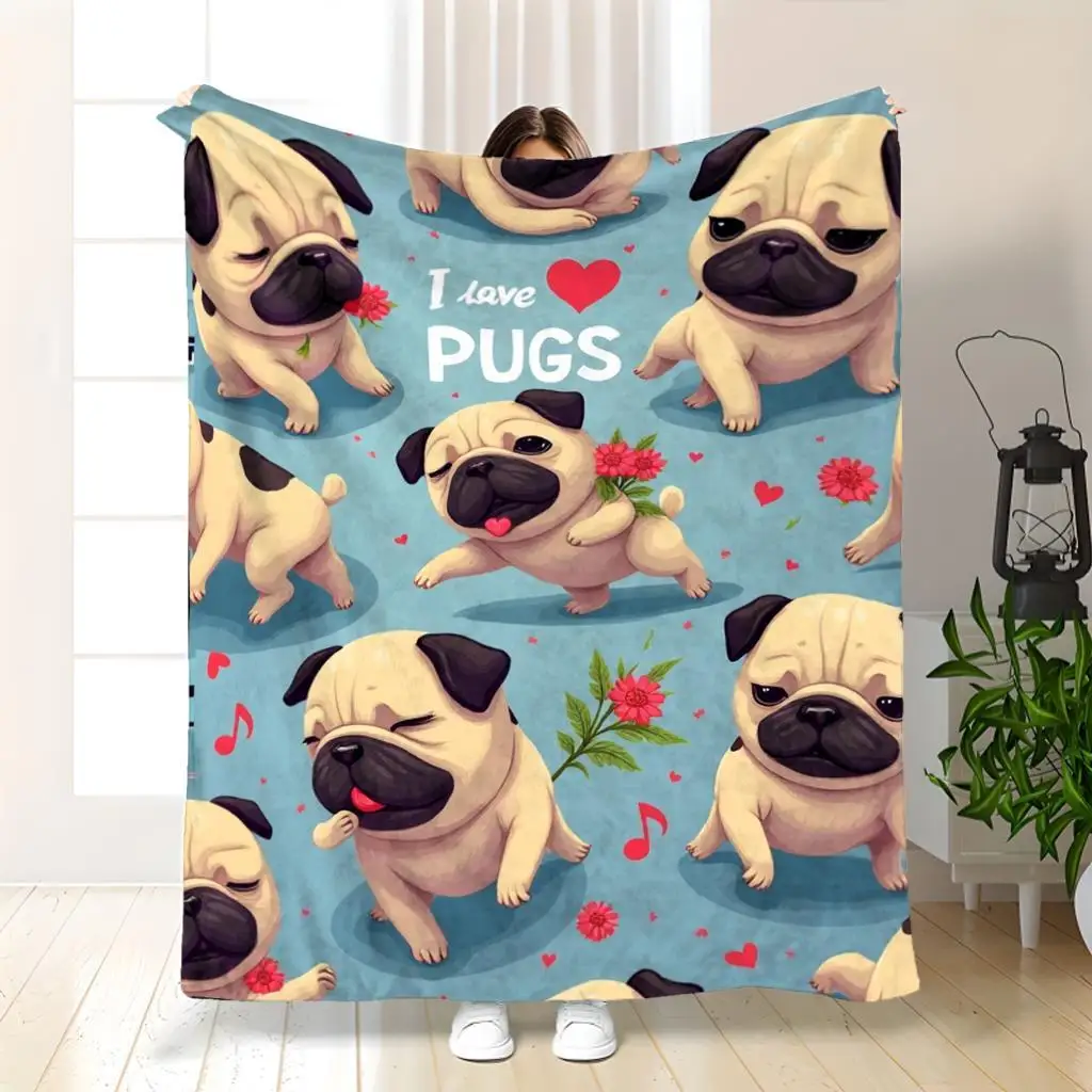 

Pug Dog Plush Blanket - Soft Flannel All-Season Pet Lover Throw
