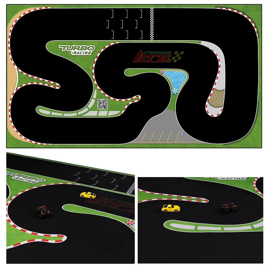 Turbo Racing 1600x900mm Portable Race Track Rubber Mat  Accessory for Table Racing 1/76 1/64 1/58  Mini Car