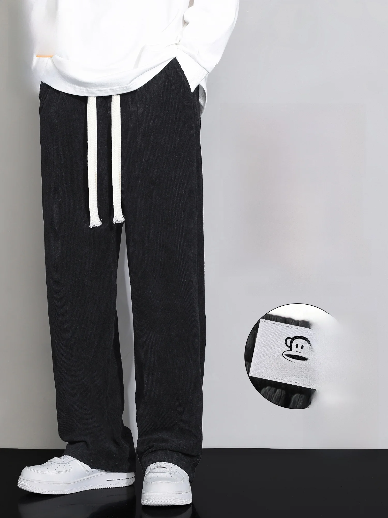 

Зимние утепленные брюки PaulFrank с завязками, свободные, прямого кроя, повседневные, мужские, цветные, удобные, теплые