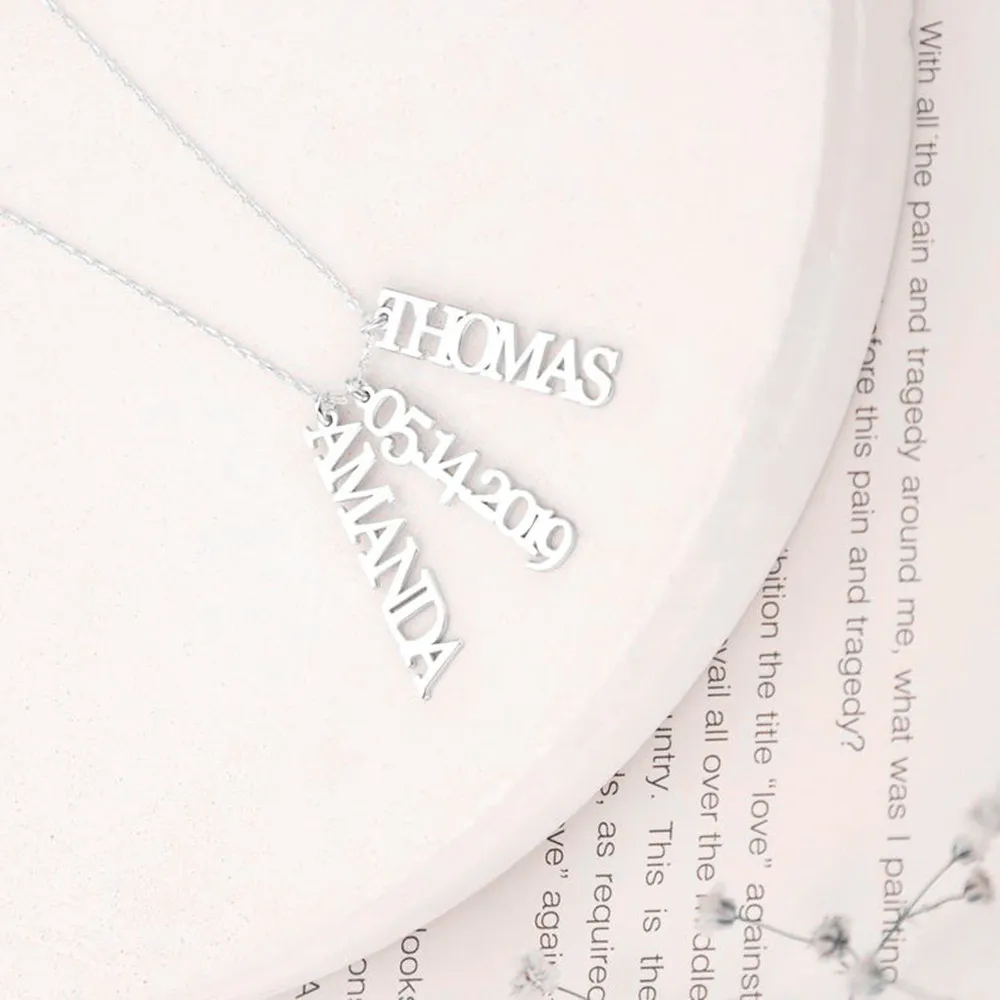 مخصص متعدد اسم قلادة الفولاذ المقاوم للصدأ الحد الأدنى مجوهرات عمودي قلادة بحرف أمي شقيقة هدية الكريسماس #3