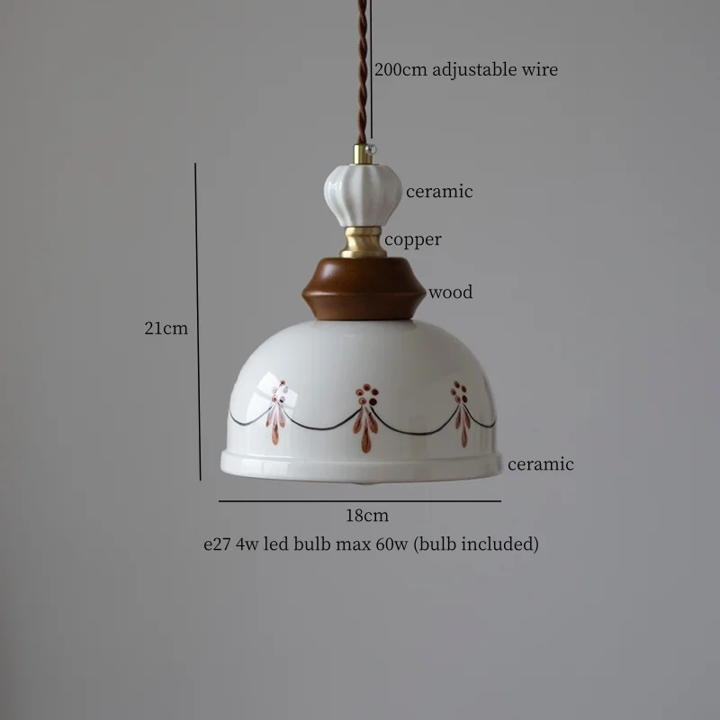 IWHD скандинавский минимализм светодиодные подвесные светильники для обеденного стола прикроватный домашний декор железный навес белый керамический подвесной светильник Luminaria