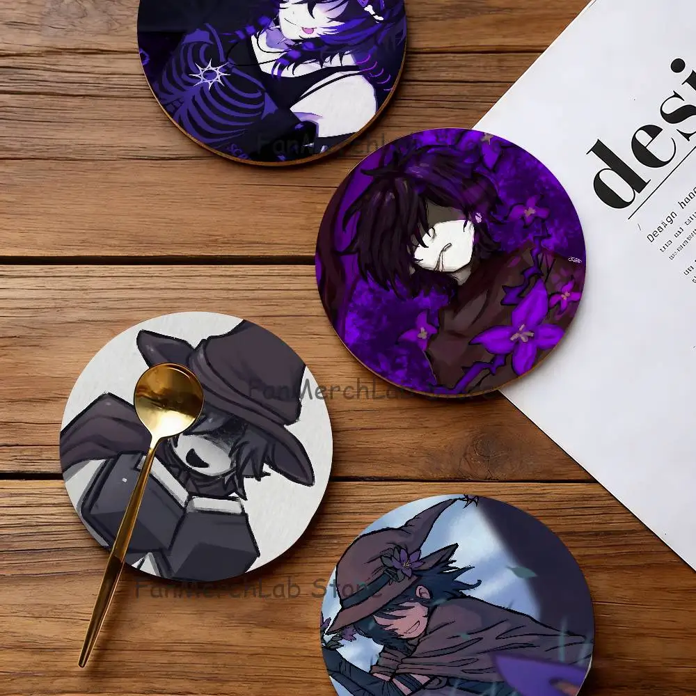 

Azure Fanart Wood Coaster Set - Heat Resistant For Tea & Coffee, Home Cafe Decor Holiday Gift