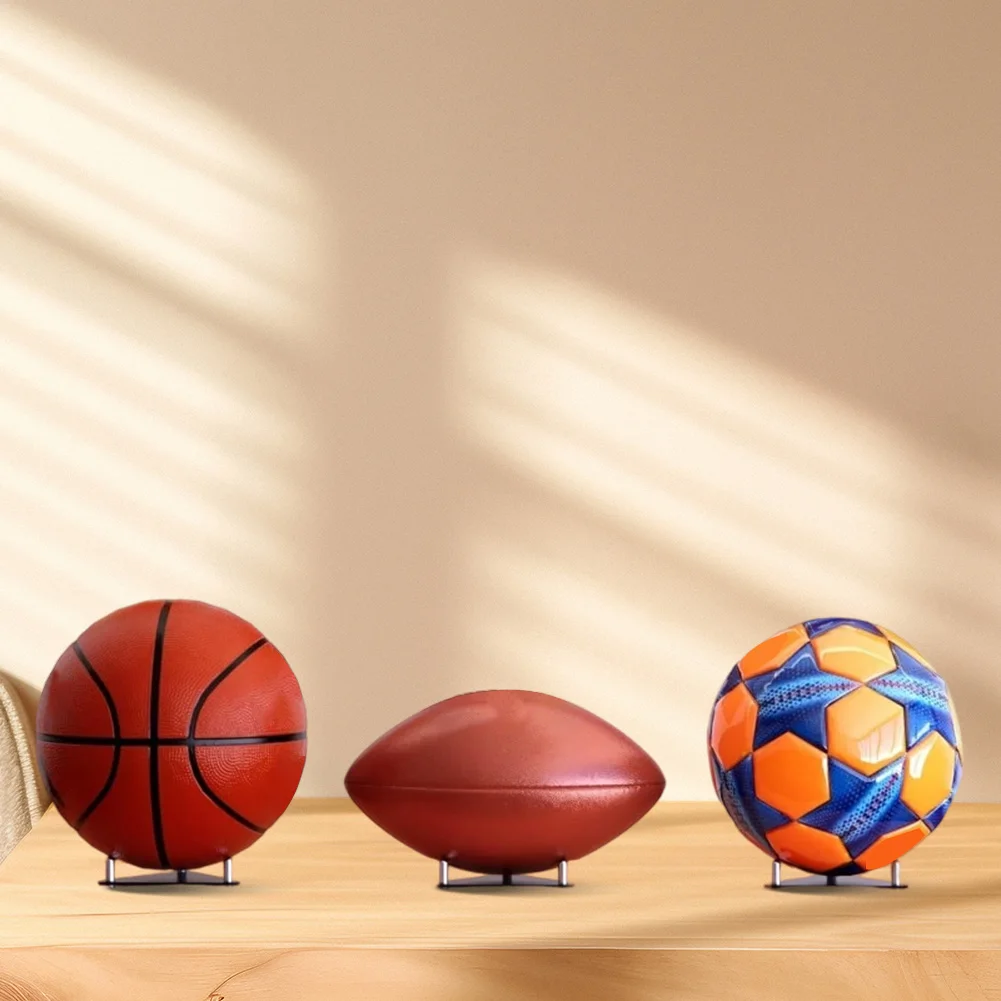 2Pack Clear Acrylic Sports Ball Stands for Football Basketball Volleyball Sturdy Display Holder Set with Metal Rods