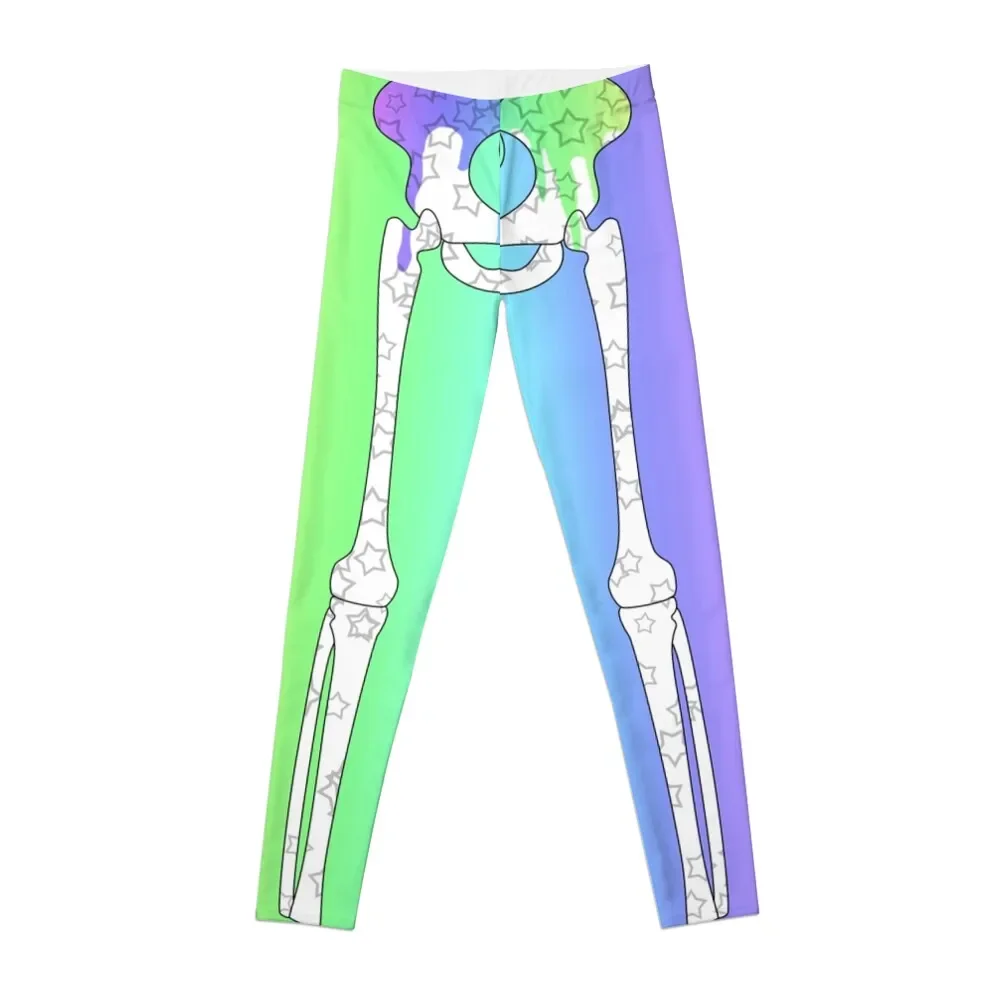 

Pastel Rainbow Ribcage Alternate Leggings flared gym wear gym top Tight fitting woman Womens Leggings