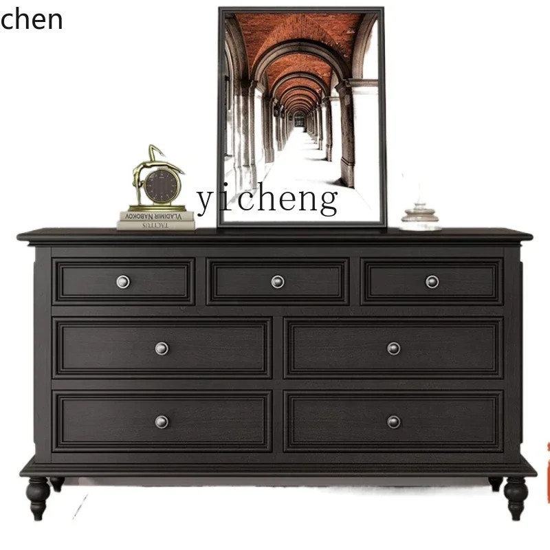 HXL Solid Wood Chest of Drawers Modern Minimalist Chest of Six Drawers 7-Drawer Cabinet Drawer Storage Cabinet