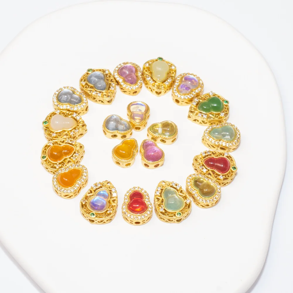 7pcs Copper Gold-plated Jewelry Making Accessories Gourd Spacer Beads DIY Pearl Bracelet Necklace Making Materials Wholesales