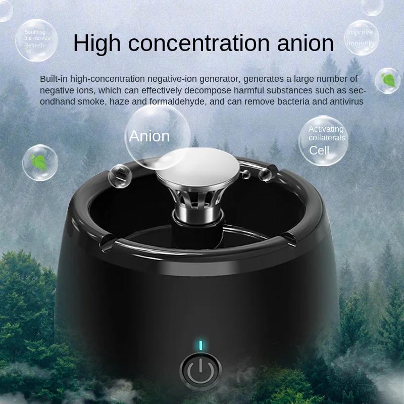 Rechargeable Negative Ion Air Purifier Ashtray Household Room Office Car Second-hand Smoke and Dust Removal Vehicle Car Purifier