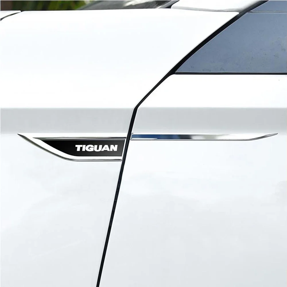 2CS Car Body Fender Side Metal Chrome Zinc Alloy Knife Side Emblem 3D Sticker For Volkswagen VW TIGUAN