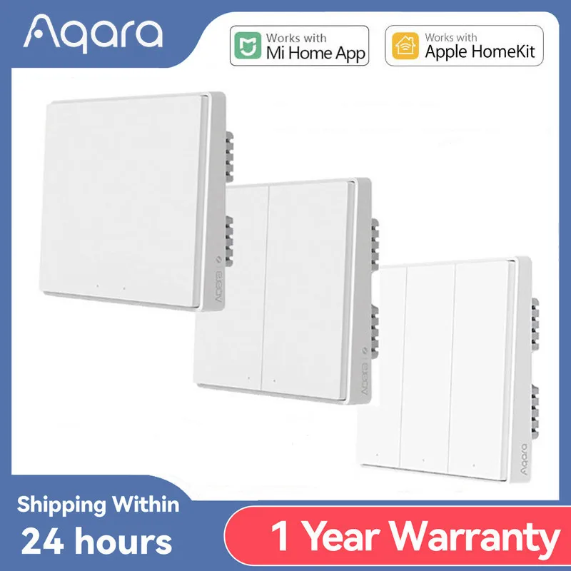 Aqara Smart Wall Switch D1 Switch Zigbee Wireless Switches 1/2 Keys With/ Without Neutral And Voice Control For Apple HomeKit