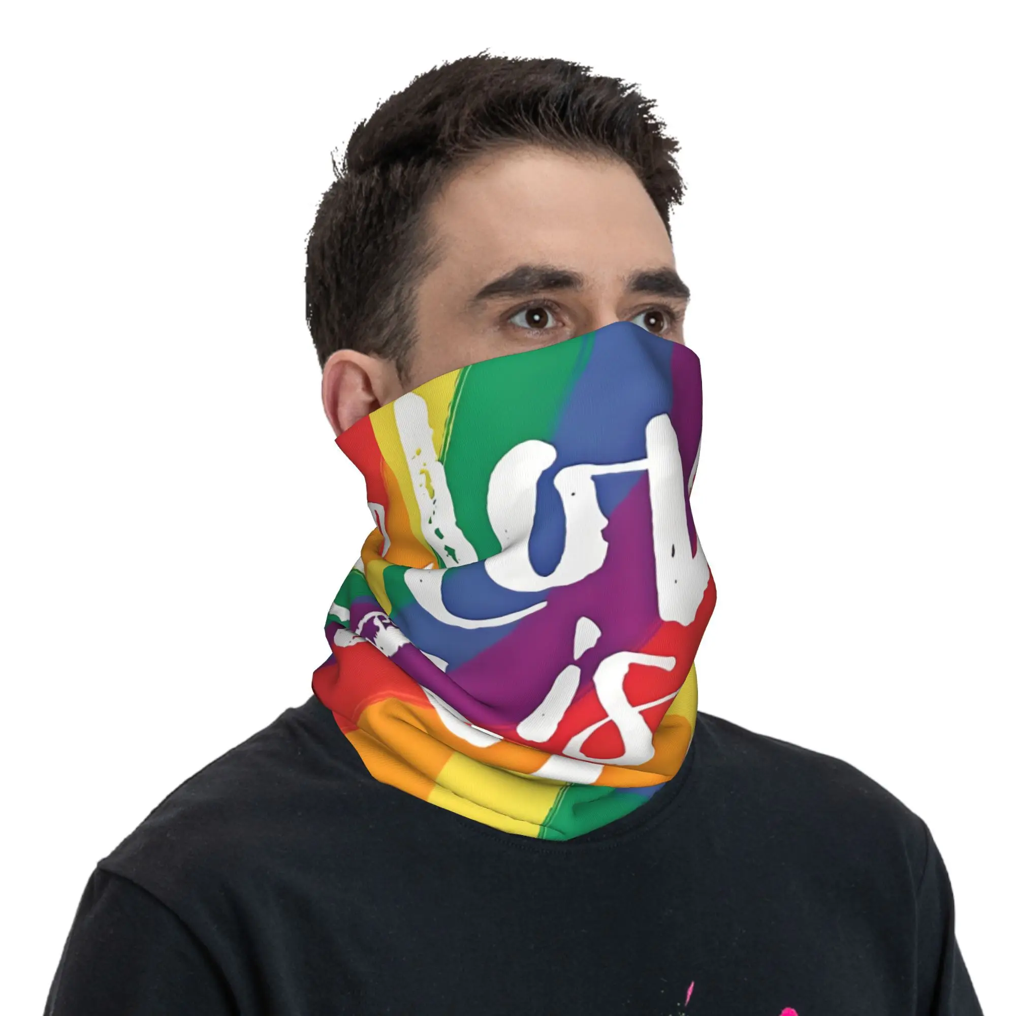 커스텀 게이 프라이드 LGBT 넥 게이터 남녀 공용 방풍 겨울 레인보우 프라이드 세로 스트라이프 반다나 스카프 (사이클링용)