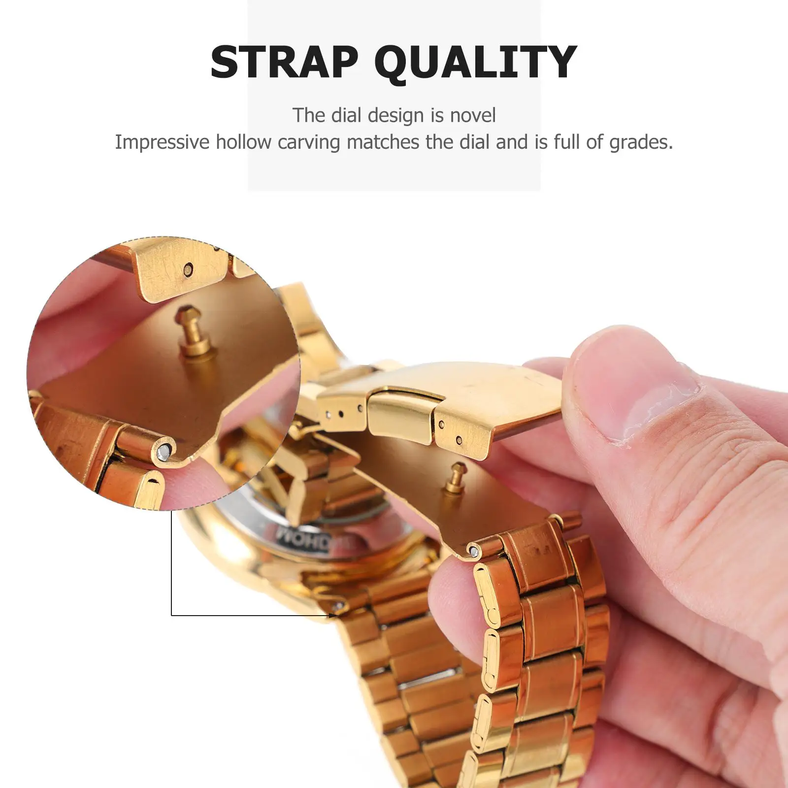 Orologio meccanico impermeabile da uomo in acciaio inossidabile da lavoro quadrante scavato elegante moda maschile nero da polso alto