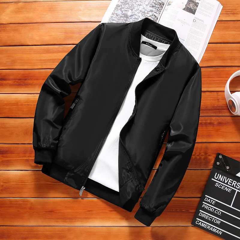 Men's Casual Baseball Jacket 2024 Spring Autumn Thin Breathable Standard Fit Polyester Jacket for Students Youth Outerwear