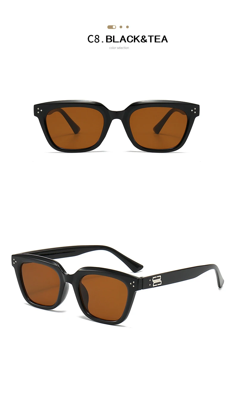 Retro Quadratische Sonnenbrille Frauen Mode Marke Designer Weibliche Shades UV400 Männer Trend Nieten Punk Sonnenbrille – Detail 12