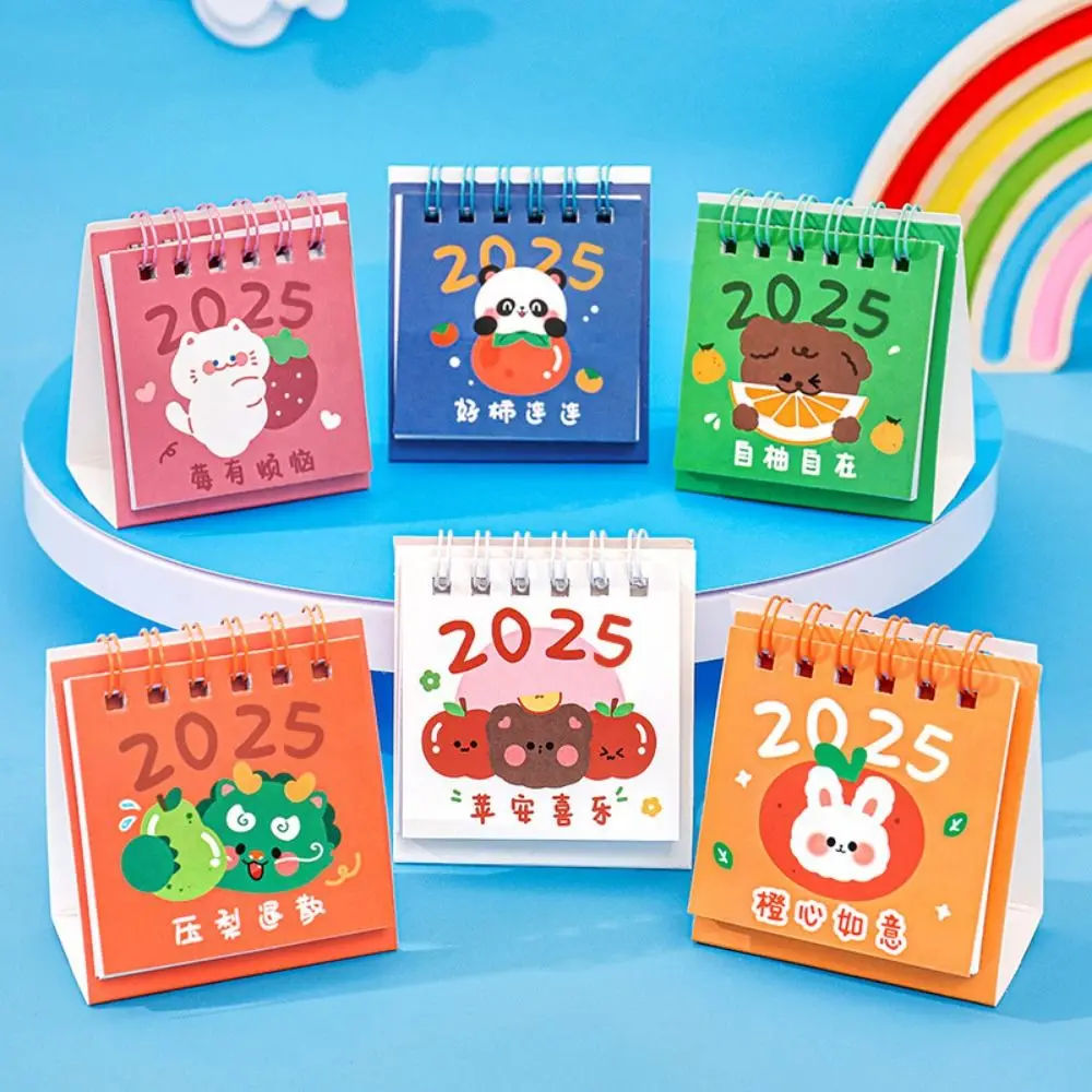 Cartoon Fruit 2025 Calendar Cute Agenda Organizer Fruit Text Calendar Mini Schedule Planner Mini Desktop Calendar Desk Check-in