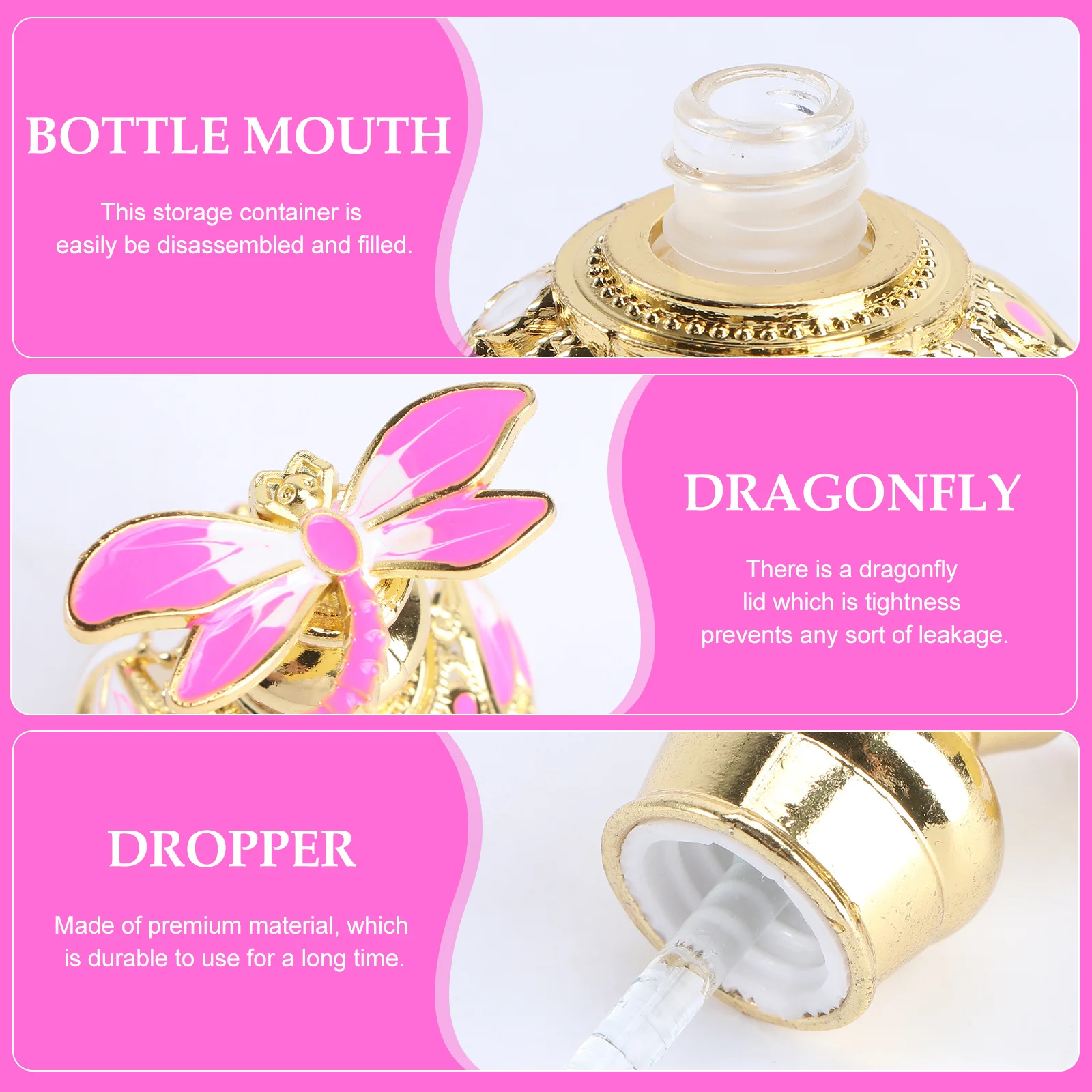 

15ml Glass Refined Oil Holder Dragonfly Bottle Adornment Natural Essential Oil Formulations Design Perfume Bottle