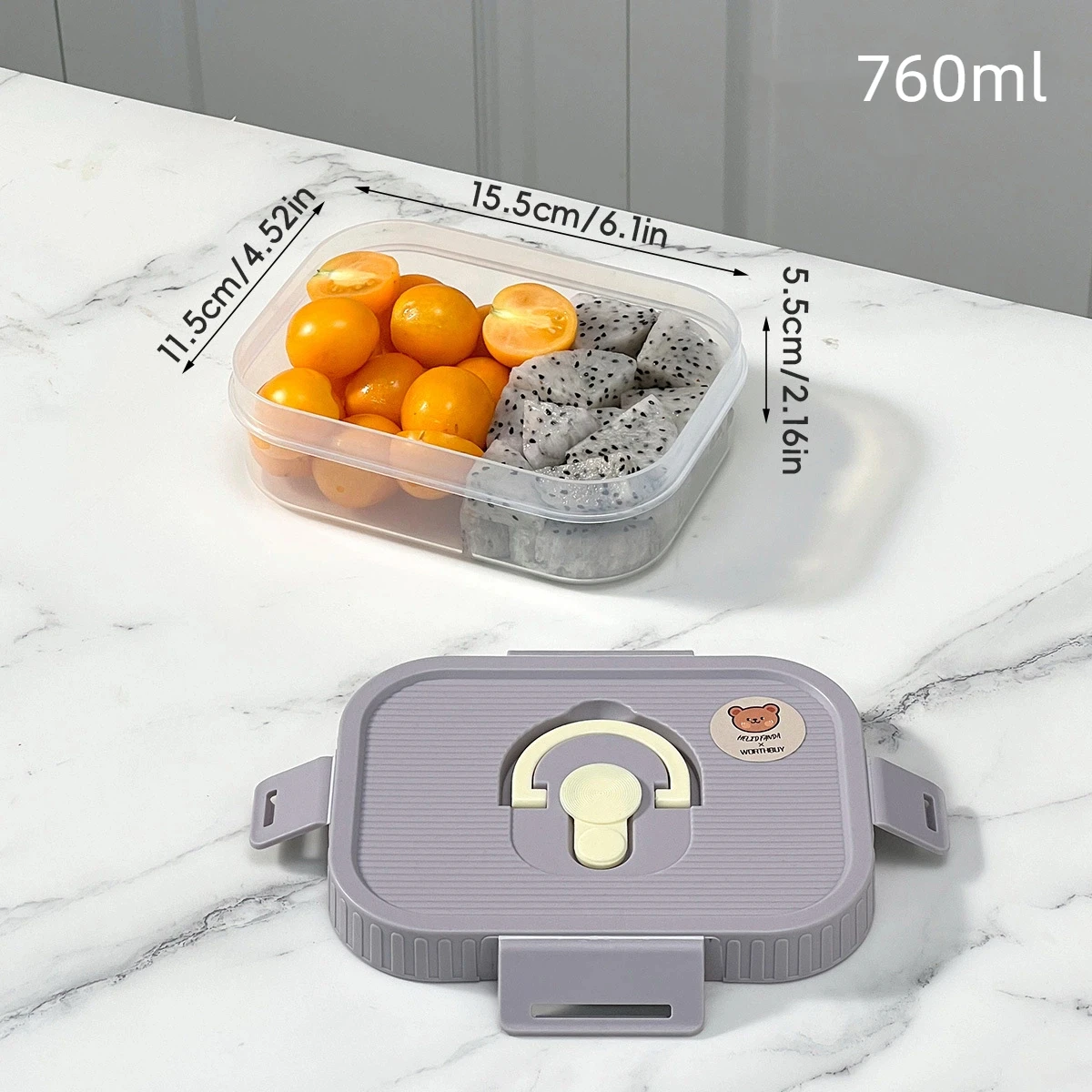 WORTHBUY Doorzichtig plastic compartiment Lunchbox Draagbare studenten Kids Bento Box Magnetronbestendig verzegelde lunchcontainer met handvat