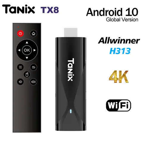 TANIX TX8 스마트 TV 박스 안드로이드 10 TV 스틱 Allwinner H313 2GB 16GB 2.4G WIFI 4K 미니 TV 동글