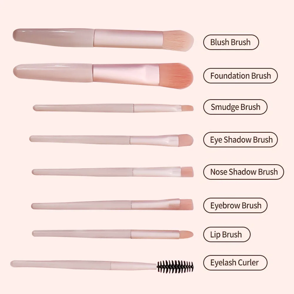 Set di pennelli per trucco morbidi da 8 pezzi fondotinta portatile per ombretti pennelli cosmetici per donna cipria Blush Beauty Make Up Brush strumento di bellezza