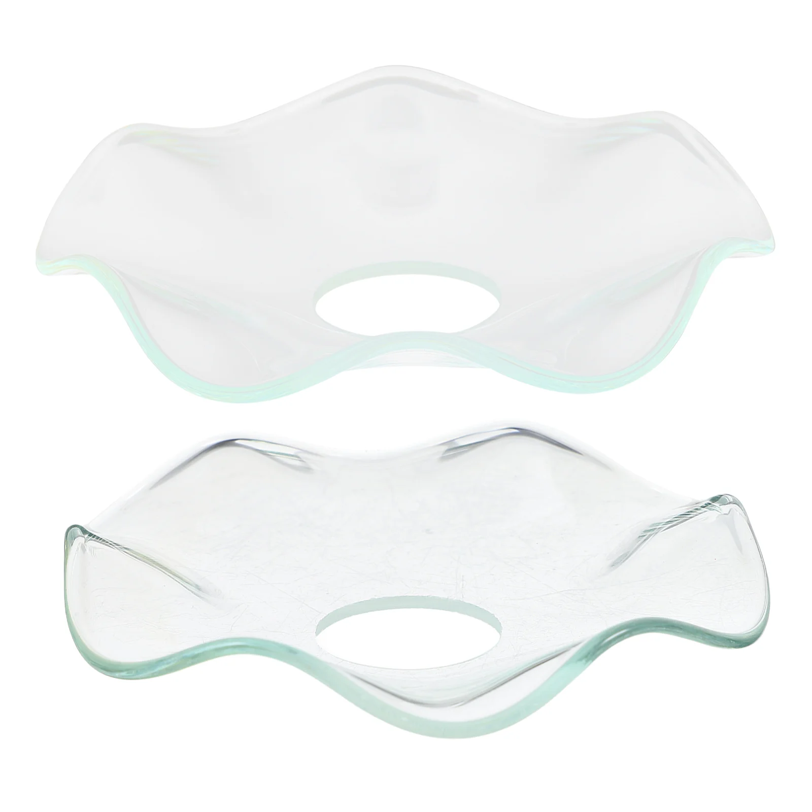 2 Pcs Glass Dish Aromatherapy Lamp Taper Wax Catcher Ring Decorative Drip Fluted Holder Candlestick Protector