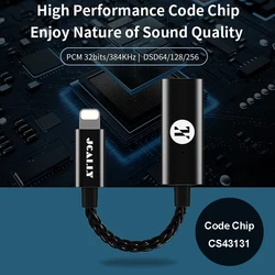 Jcally Light-Ning Naar 3.5Mm Digitale Audio Dac Voor Iphone Ios Hoofdtelefoon Amp Type-C Naar 3.5Mm Usb Dac Voor Android Pcm Dsd256 384Khz