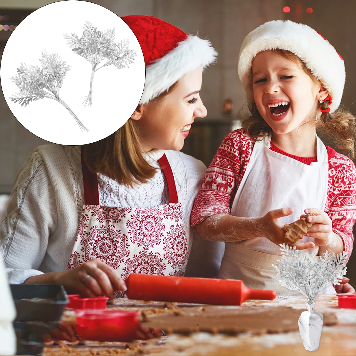 

2Pcs Artificial Pine Cone Picks Plastic Pine Sticks for Christmas Wreath Tree Gift Ornament Decoration Fake Plant for Christmas