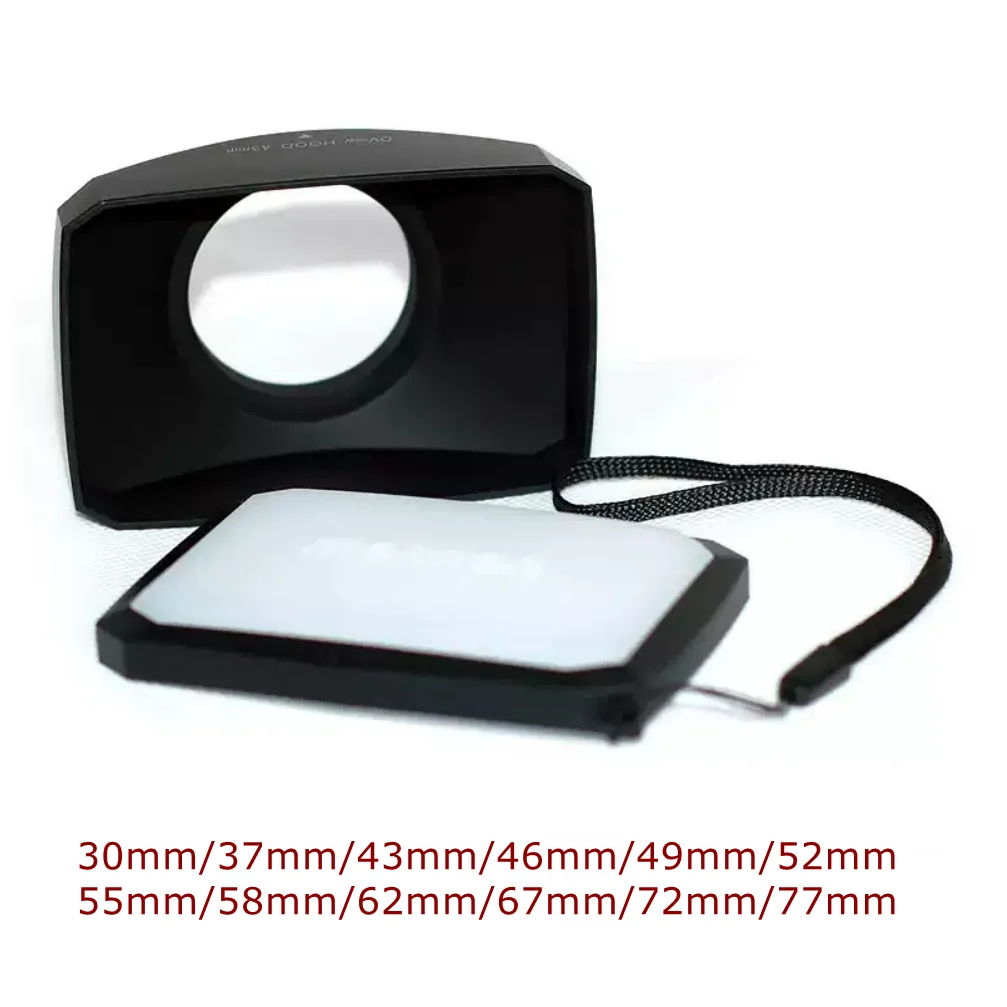 

DV Video Camera Vintage Rectangle Lens Hood Shade Mask Screw Mount Wide Angle Light Shield 16:9 Format with White Balance Cover
